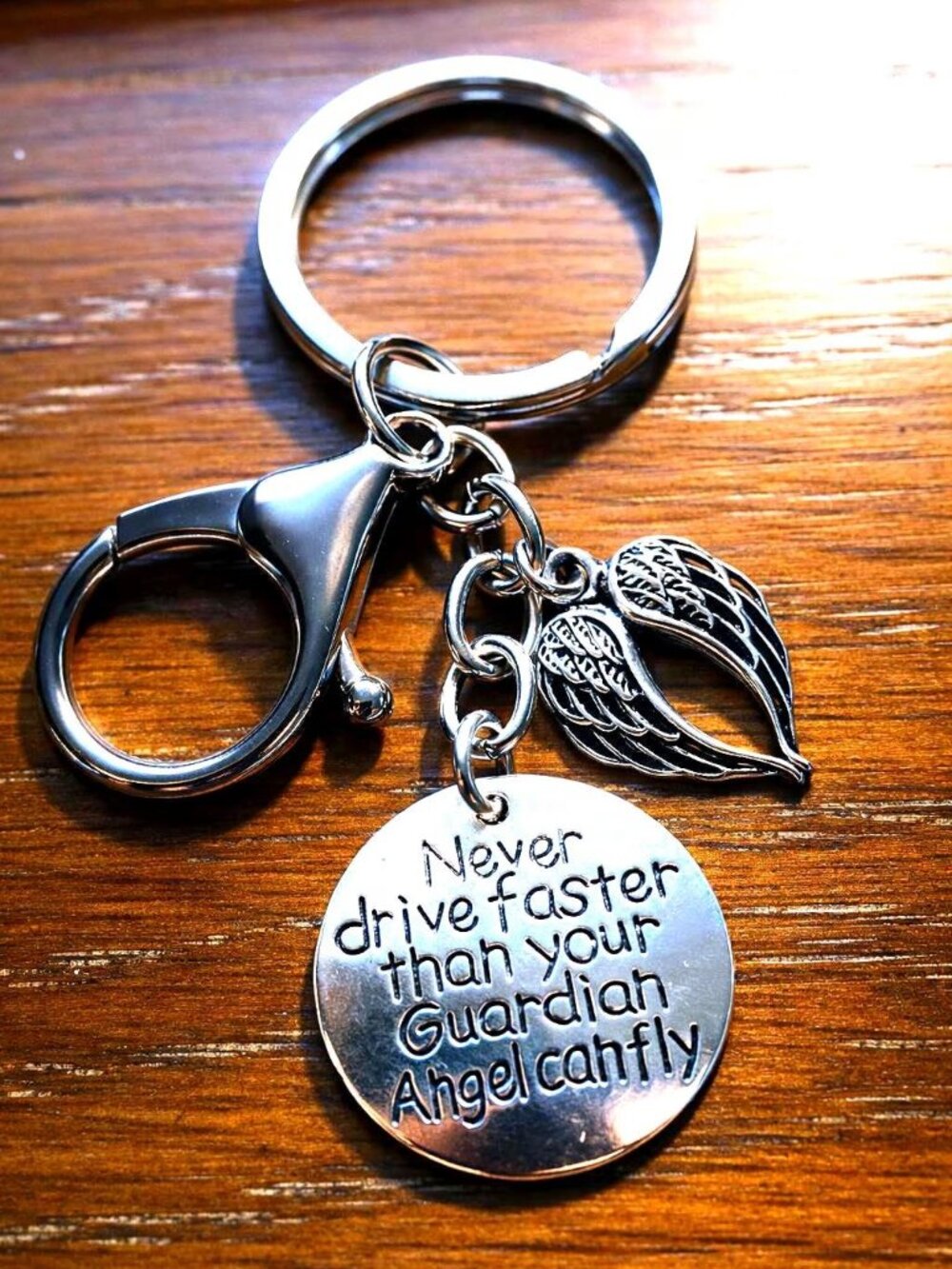 Guardian Angel Wing Keychain – Safe Driving Gift